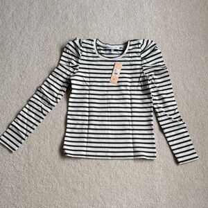 New Rebecca Minkoff Talia Striped Long Sleeve Tee Sweatshirt Top XXS 00